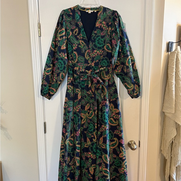 BODEN Women's Amelia Maxi V-neck Dress + Belt, Size UK 12, US 8 - Picture 9 of 15